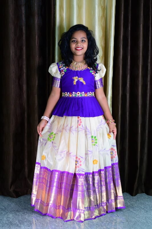 P111: Beautiful Kids Maggam Work Lehenga Set P111: Beautiful Kids Maggam Work Lehenga Set