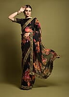 B133: Designer Georgette Sarees With Stitched Blouse