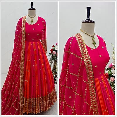 Georgette Long Frock with Dupatta -5