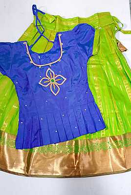 P596: Ready To Ship Beautiful Soft Silk Kids Lehenga Set