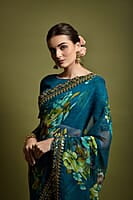 B133: Designer Georgette Sarees With Stitched Blouse