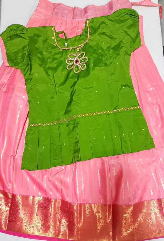 P597: Ready To Ship Beautiful Soft Silk Kids Lehenga Set