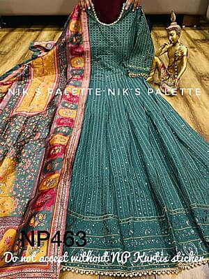 Ready to Ship Long sequins work frock with Duppata