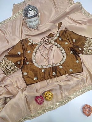 Pure Tissue Silk Saree with Rich Maggam Work Blouse
