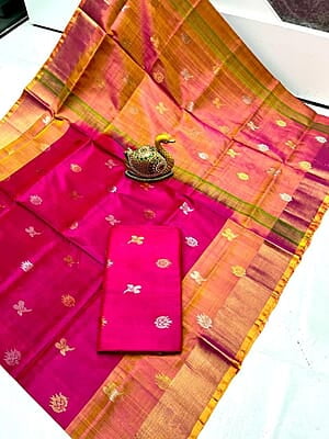 B069: Pure Handloom Uppada Silk Saree With Stitched Blouse