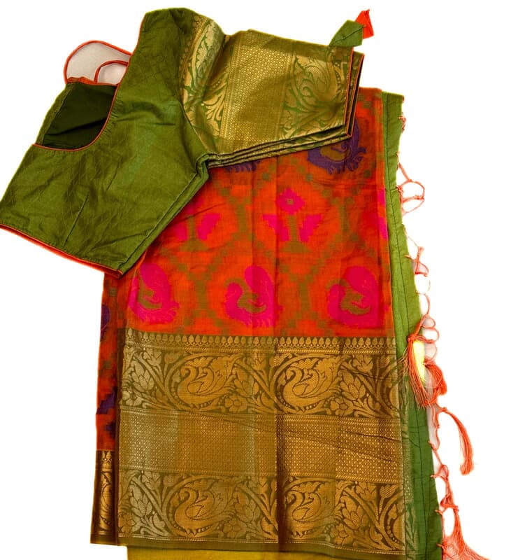 B1151: Ready to Ship Chanderi Silk Saree With Stitched Blouse B1151: Ready to Ship Chanderi Silk Saree With Stitched Blouse
