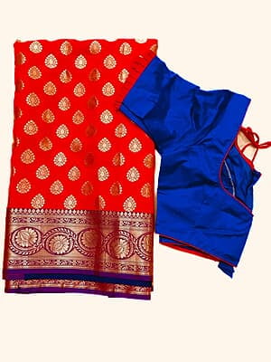 B1149: Ready To Ship Banarasi Soft Silk Saree With Stitched Blouse
