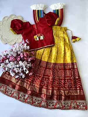 P63: Beautiful  Kids Dola Silk Lehenga Sets