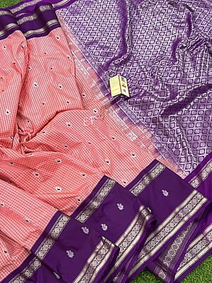 M1216:Pure gadwal silk sarees with stitched blouse