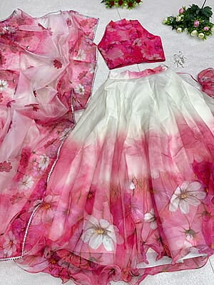 V183: Beautiful Organza crop top Lehanga sets