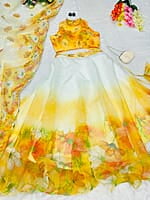V183: Beautiful Organza crop top Lehanga sets V183: Beautiful Organza crop top Lehanga sets