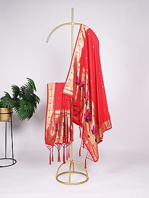 B469: Designer Soft Silk Paithani Duppata