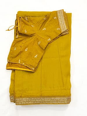 P101: Ready To Ship Pure Banarasi Tissue Silk Saree With Stitched Blouse