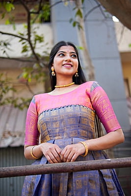 V144: Beautiful Kanjivaram Long Frocks