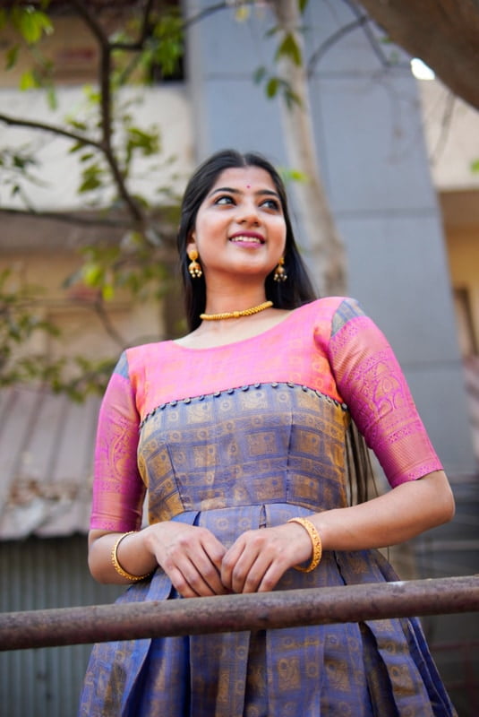 V144: Beautiful Kanjivaram Long Frocks V144: Beautiful Kanjivaram Long Frocks