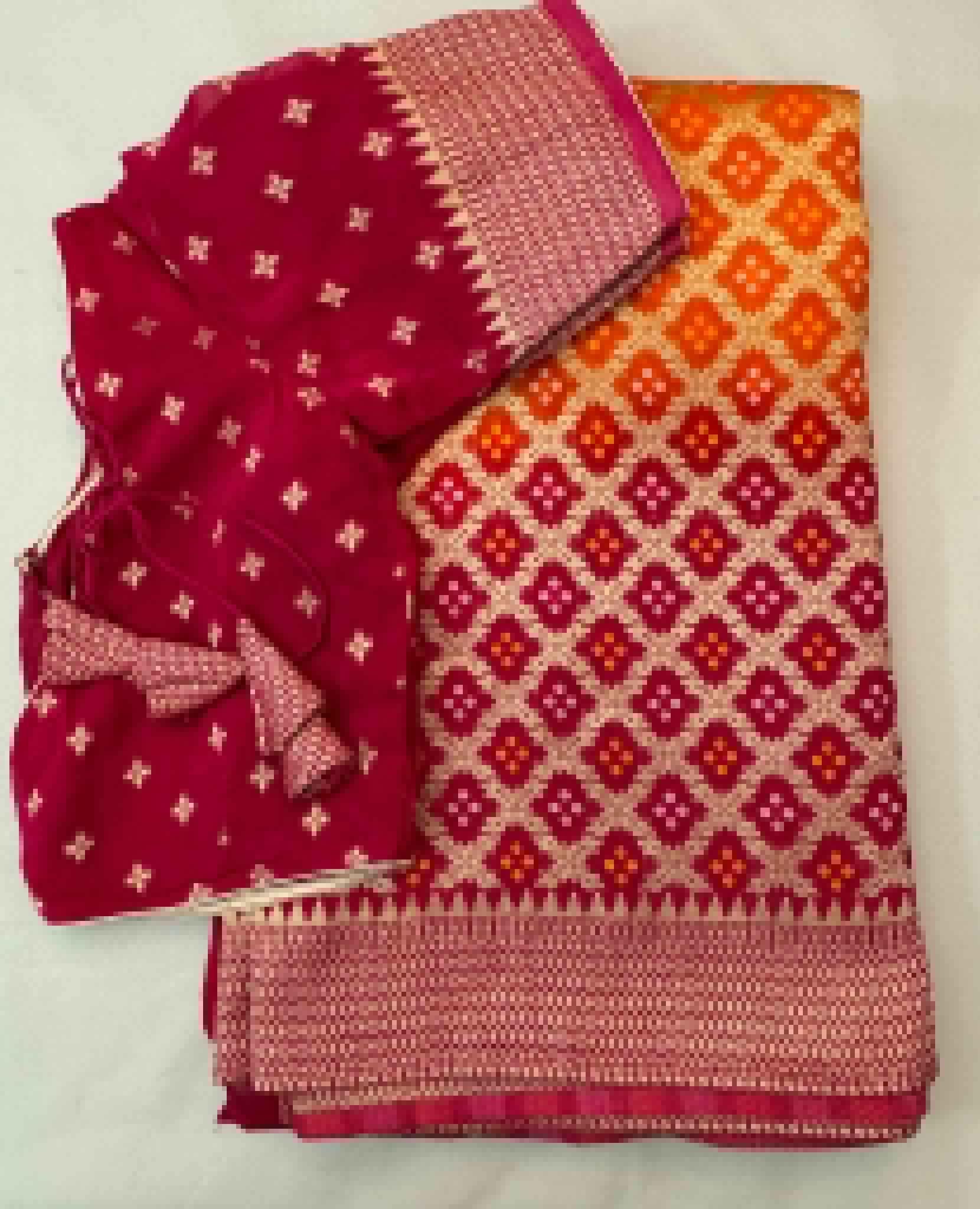 P512: Ready To Ship Banarasi Khaddi Georgette Saree With Stitched Blouse