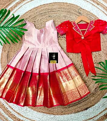B3334: Beautiful Kanjivaram Pattu Kids Frock