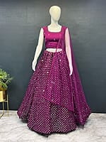 V107: Designer Georgette Sequins Work Lehanga Sets V107: Designer Georgette Sequins Work Lehanga Sets