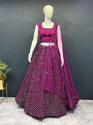 V107: Designer Georgette Sequins Work Lehanga Sets
