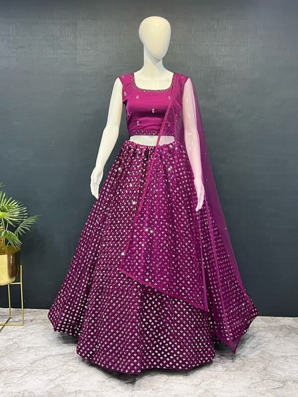 V107: Designer Georgette Sequins Work Lehanga Sets V107: Designer Georgette Sequins Work Lehanga Sets