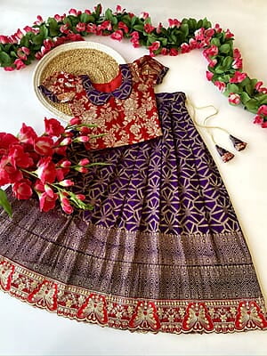 P164: Beautiful Dola Silk Kids Lehenga Sets