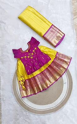B3342: Beautiful Soft Silk Kids Designer Lehenga Set