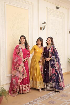 M884: Beautiful Georgette Long Frock With Duppata