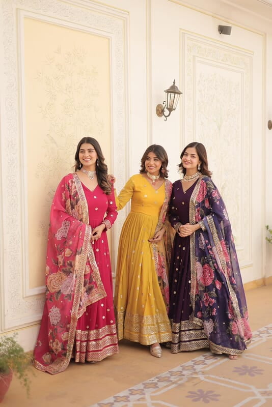 M884: Beautiful Georgette Long Frock With Duppata