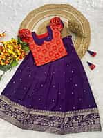 P65: Beautiful Kids Dola Silk Lehenga Sets P65: Beautiful Kids Dola Silk Lehenga Sets