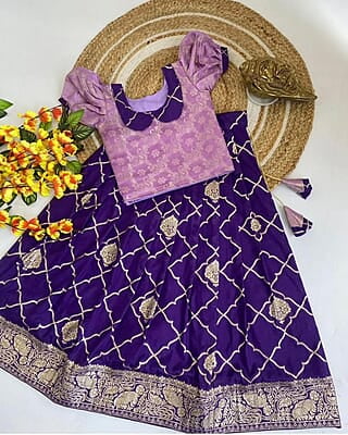 P163: Beautiful Dola Silk Kids Lehenga Sets