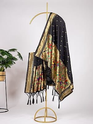 B460: Designer Soft Silk Paithani Duppatta