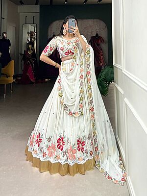 P308: Beautiful Designer Georgette Lehanga Set