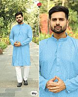 P616: Mens Chikan Work Kurta Pajama Sets