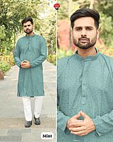 P616: Mens Chikan Work Kurta Pajama Sets
