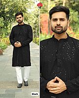 P616: Mens Chikan Work Kurta Pajama Sets
