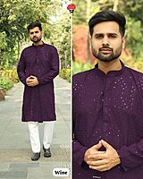 P616: Mens Chikan Work Kurta Pajama Sets