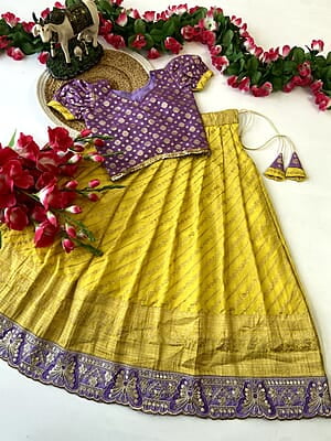 P83: Beautiful Kadhi Georgette Kids Lehenga Sets