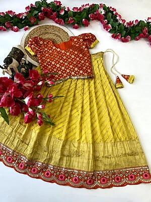 P84:  Beautiful Kadhi Georgette Kids Lehenga Set