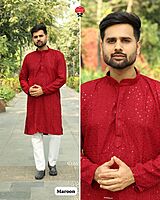 P616: Mens Chikan Work Kurta Pajama Sets