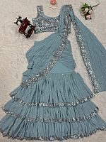 P620: Beautiful Designer Lehenga Style Georgette Sarees With Stitched Blouse P620: Beautiful Designer Lehenga Style Georgette Sarees With Stitched Blouse