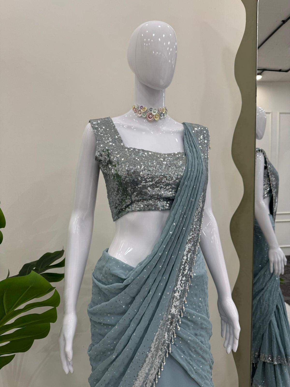 P620: Beautiful Designer Lehenga Style Georgette Sarees With Stitched Blouse P620: Beautiful Designer Lehenga Style Georgette Sarees With Stitched Blouse