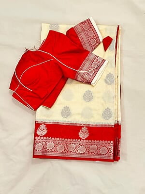 M1018: Ready To Ship Banarasi Warm Silk Saree With Stitched Blouse