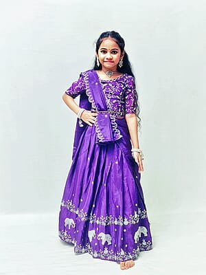P90: Beautiful Kids Chinnon Silk Lehenga Sets
