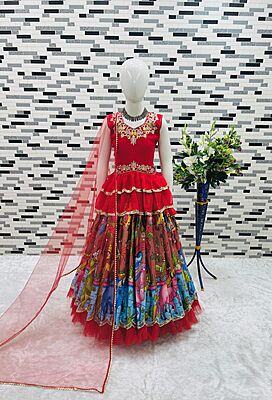 P171: Beautiful Designer  Georgette Kid Lehenga Set