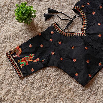 V666:Beautiful Readymade Embroidary Work Blouse
