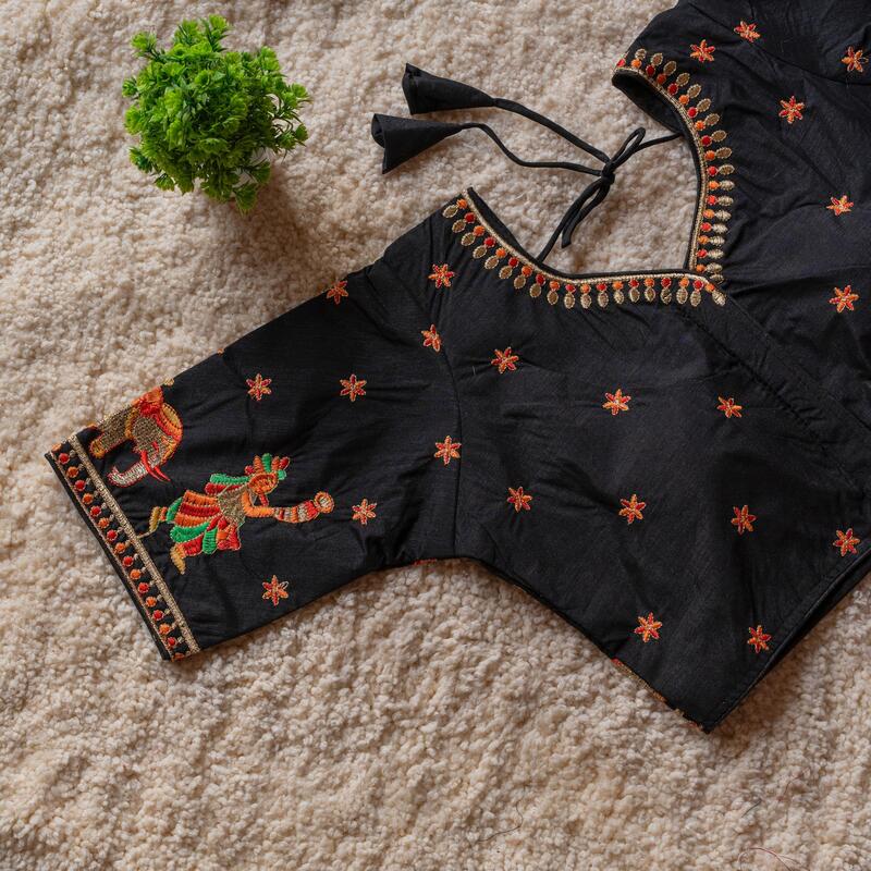 V666:Beautiful Readymade Embroidary Work Blouse V666:Beautiful Readymade Embroidary Work Blouse