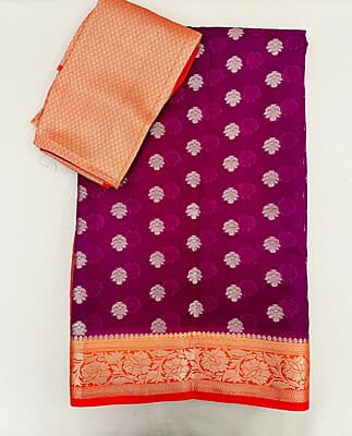 P14: Beautiful Banarasi Soft Warm Silk Sarees With Only Fall And Pico