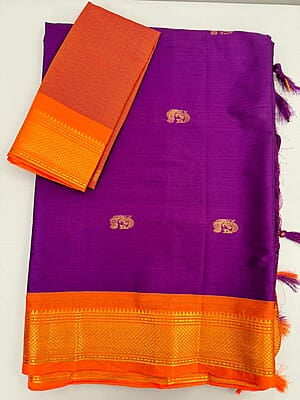 P15:Beautiful Soft Silk Paithani Saree With Only Fall And Pico