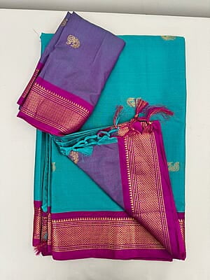 P16: Beautiful Soft Silk Paithani Saree With Fall And Pico