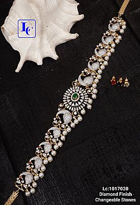 V585: Beautiful Diamond Finish Changeable Stone Choker Set